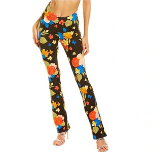 NEW Danielle Bernstein Scoop Front Floral Boho Flare Pant Size 0